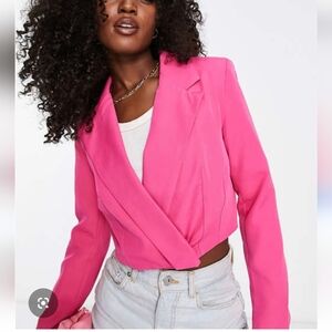 New Look cropped blazer in bright pink - ASOS